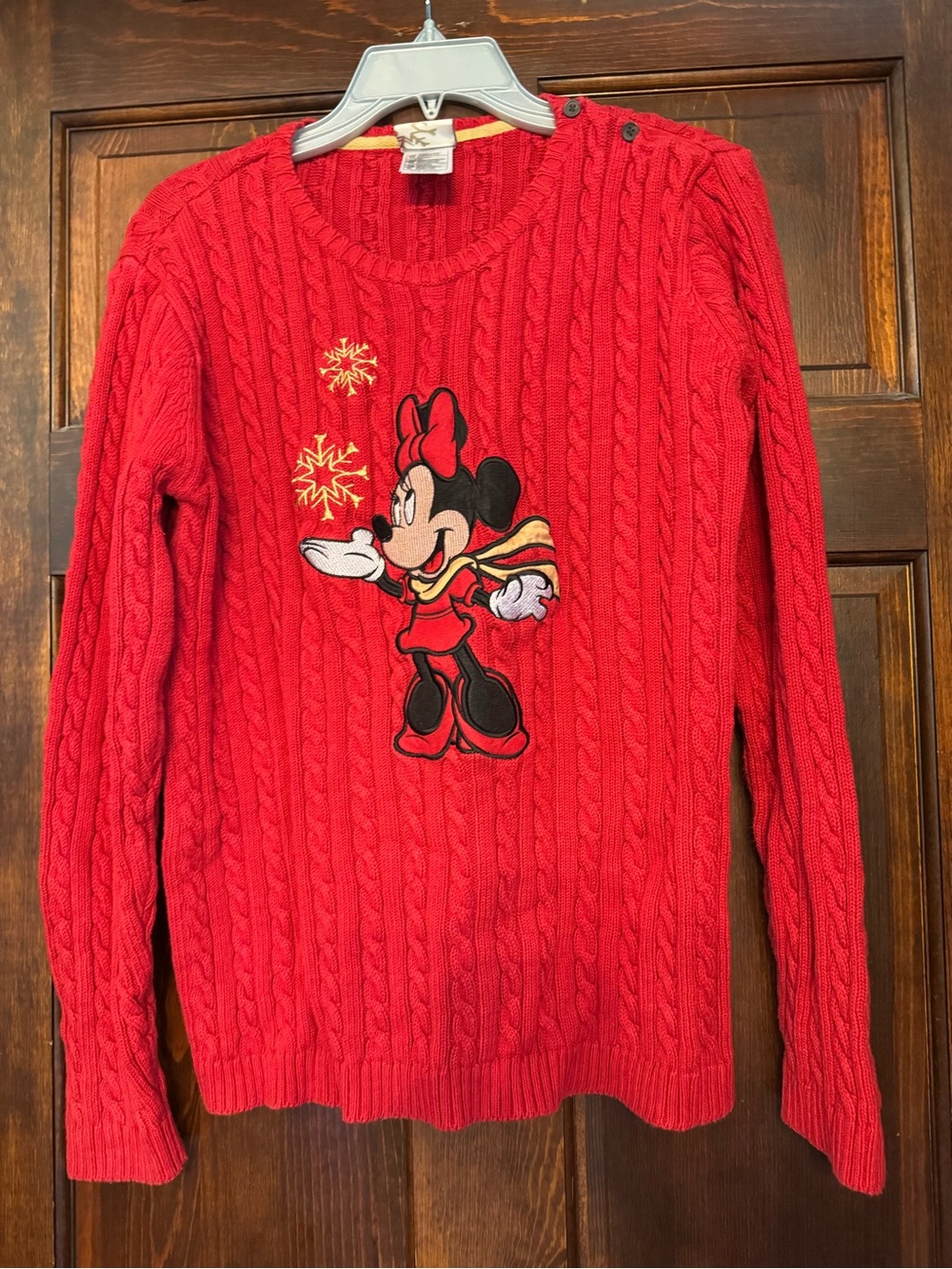 Disney Store Minnie Mouse Cable Knit Red Sweater Ladies XL Holiday Christmas